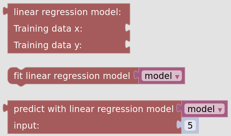 Screenshot of blocks in linear regression category